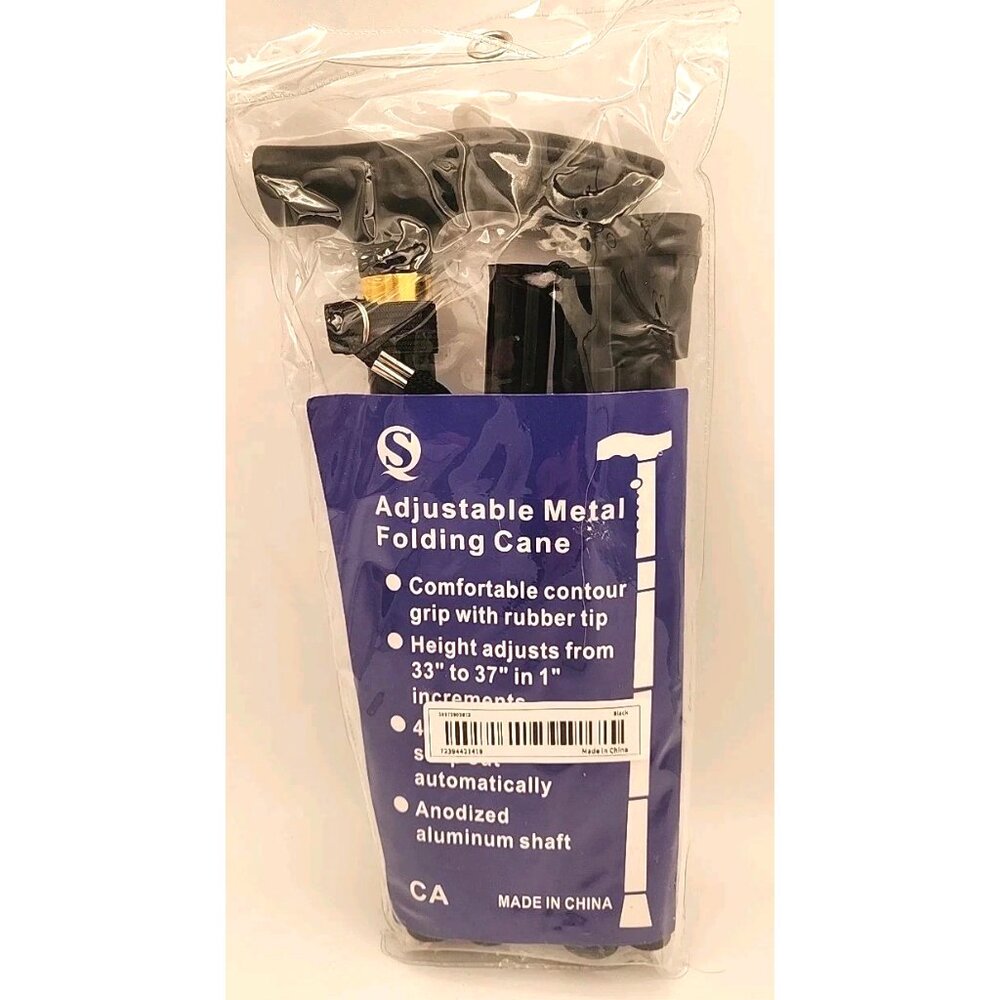 Adjustable Metal Folding Cane with Height  Adjustment  From 33" to 37"